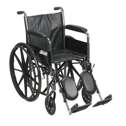 Drive Medical SSP216DFA-ELR Silver Sport 2 Wheelchair, Detachable Full Arms, Elevating Leg Rests, 16" Seat